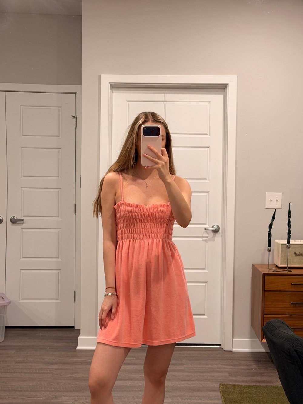 Vintage Y2K Moda International Pink Terry Cloth Swimsuit Cover-Up Babydoll Dress